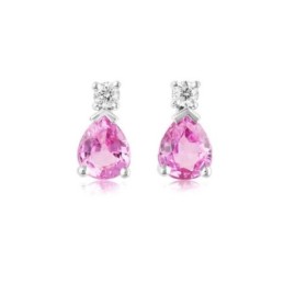 18ct White Gold Pink Sapphire & Diamond Earrings - P 0.78 D 0.06