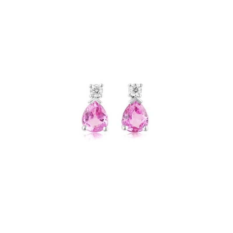 18ct White Gold Pink Sapphire & Diamond Earrings - P 0.78 D 0.06