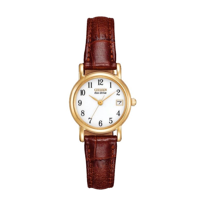 Citizen Ladies Eco-Drive Brown Leather Strap Watch - EW1272-01A