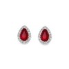 18ct White Gold Ruby & Diamond Cluster  Earrings - R 1.13 D 0.20