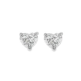 18ct White Gold Heart-shaped Diamond Stud Earrings - 0.76ct