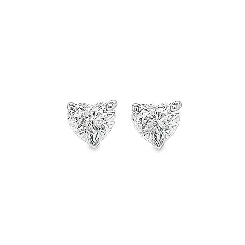 18ct White Gold Heart-shaped Diamond Stud Earrings - 0.76ct