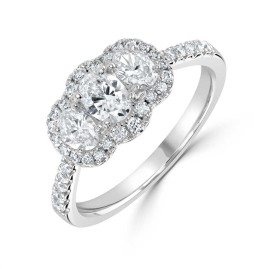 Platinum Oval Diamond Cluster Ring - 1.04cts