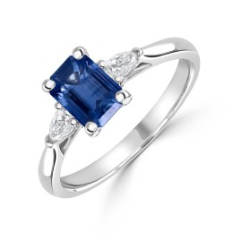 Light Ceylon Sapphire & Diamond Engagement Ring in Platinum