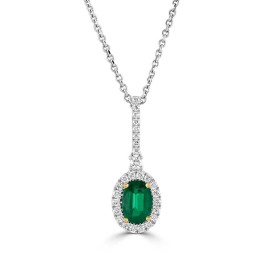 18ct Gold Emerald & Diamond Pendant E 0.66 D 0.21ct