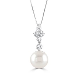 18ct White Gold Pearl & Diamond Pendant - D 0,70ct P 11.5mm.