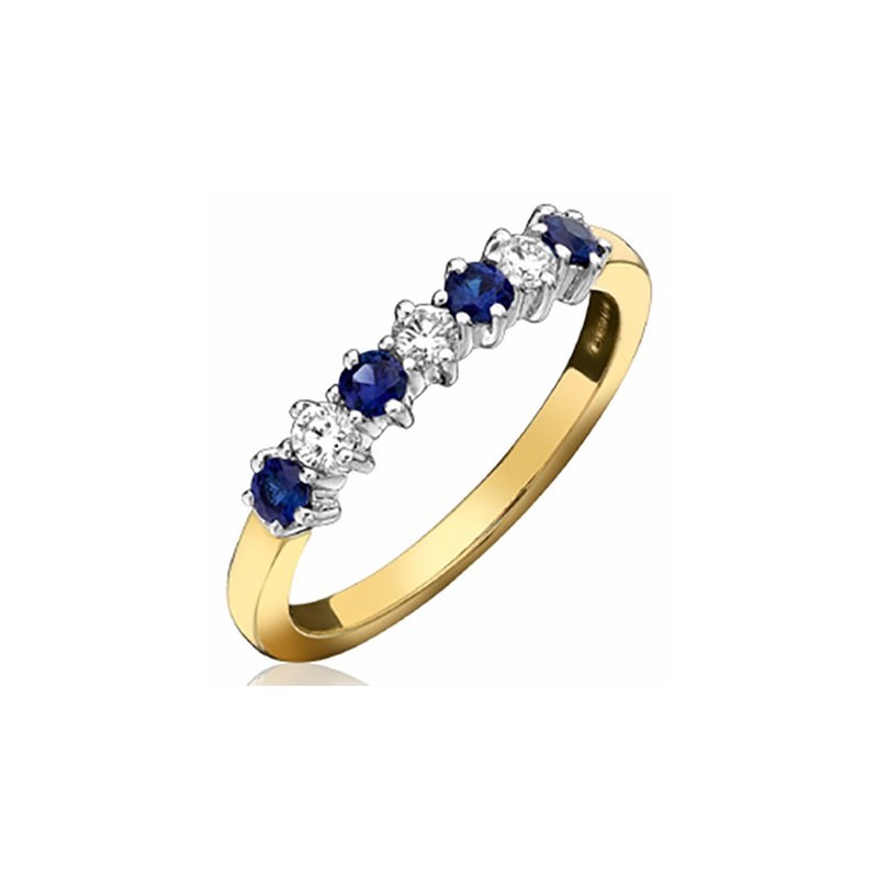 18ct Gold Sapphire & Diamond Eternity Ring - S 0.45 D 0.25