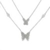 18ct White Gold Twin Diamond Butterfly Necklace - 0.63ct