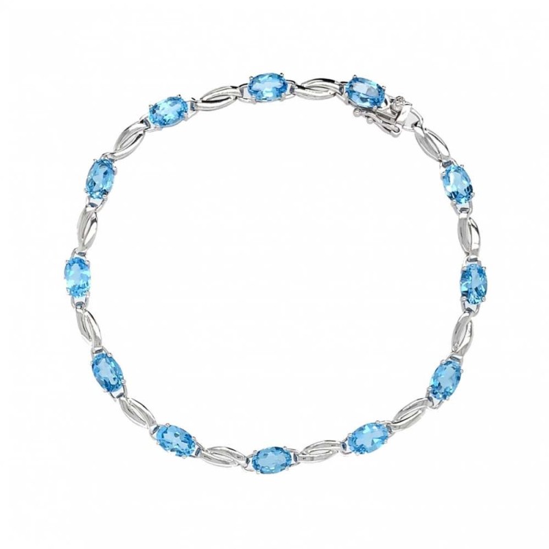 9ct White Gold Blue Topaz Bracelet