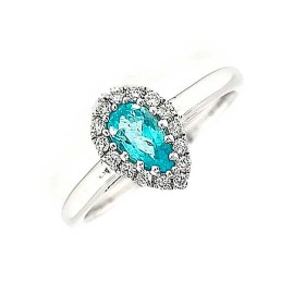 18ct White Gold Paraiba & Diamond Cluster Ring - P 0.39 D 0.13