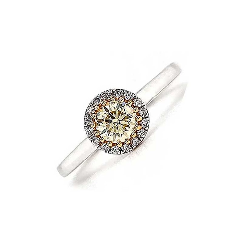 Platinum & Gold Natural Fancy Yellow Diamond Ring - 0.50 + 0.08