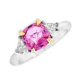 Platinum & Gold Pink Sapphire & Diamond Ring- PS 1.61 D 0.30