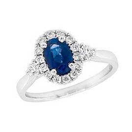 18ct White Gold Sapphire & Diamond Cluster Ring - S 0.73 D0.30