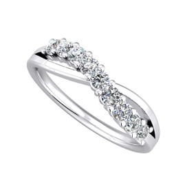 Platinum 9st Diamond Cross-over Ring - 0.25ct