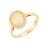 18ct Gold Ethiopian Opal & Diamond Ring - O 1.28 D 0.07ct