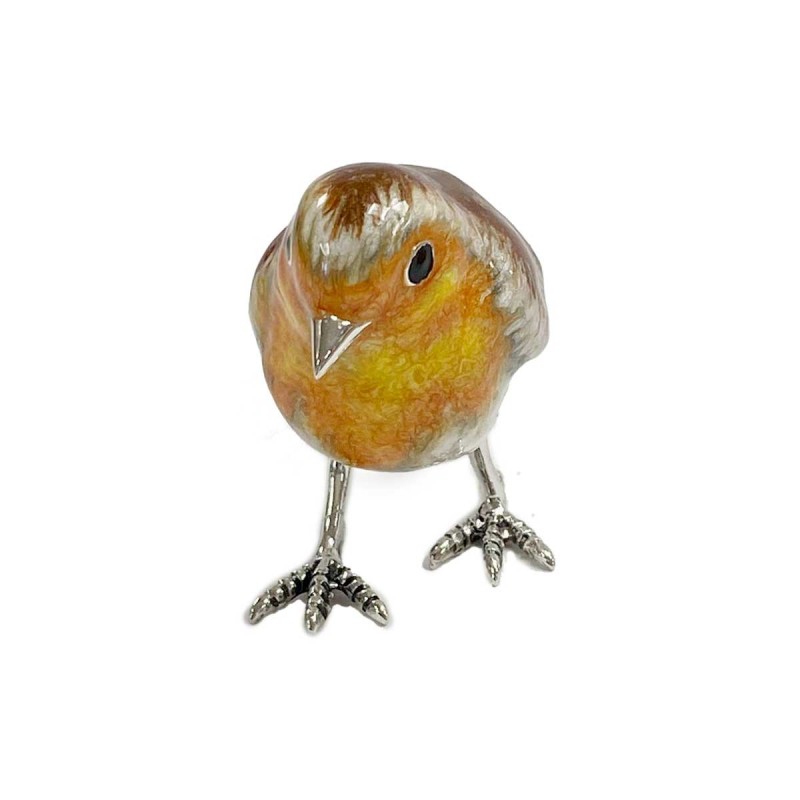 Saturno Sterling Silver & Enamel Robin Figurine - 12921L