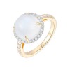 18ct Gold Cat's Eye Moonstone & Diamond Ring - M 5.30 D 0.46ct