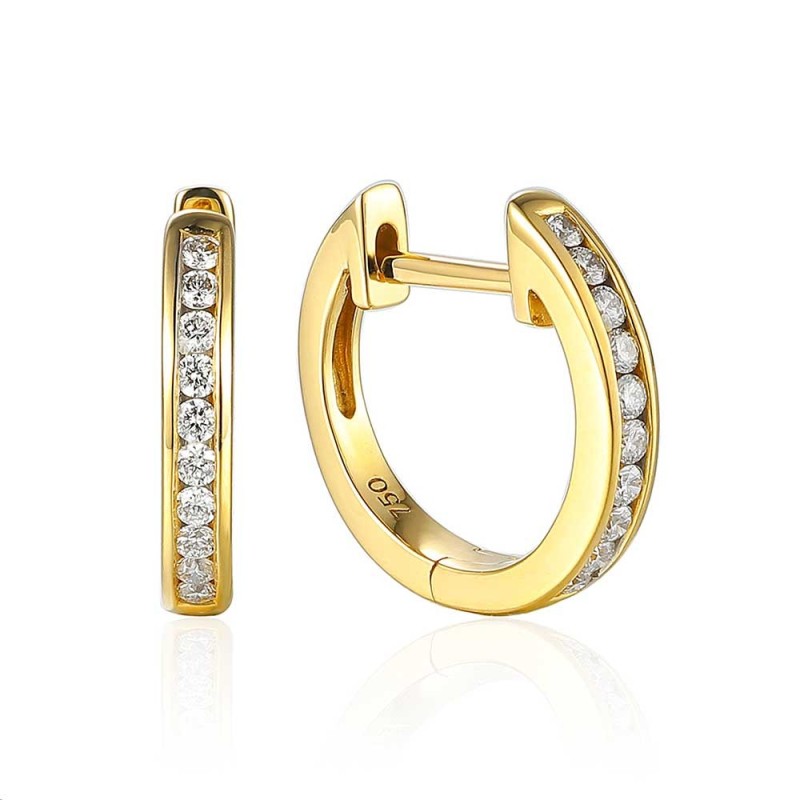 18ct Yellow Gold Huggy Hoop Earrings - 0.18cts