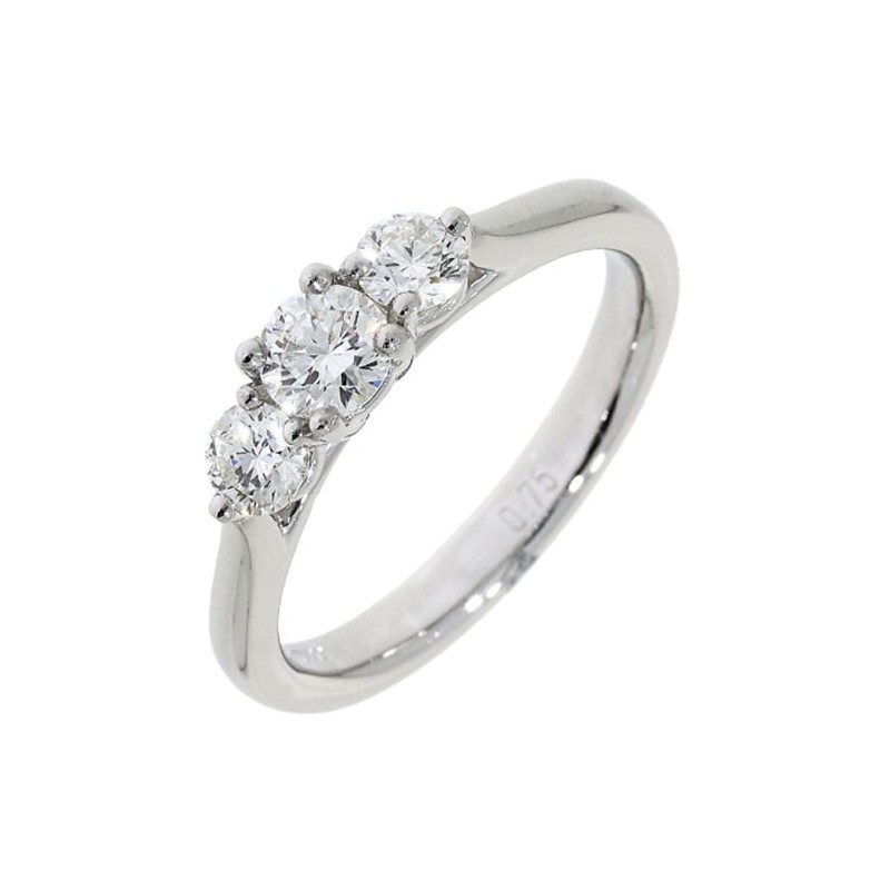 Platinum 3st Diamond Ring - 0.76 F/VS2