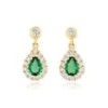 18ct Gold Emerald & Diamond Drop Earrings - E 0.21 D 0.17