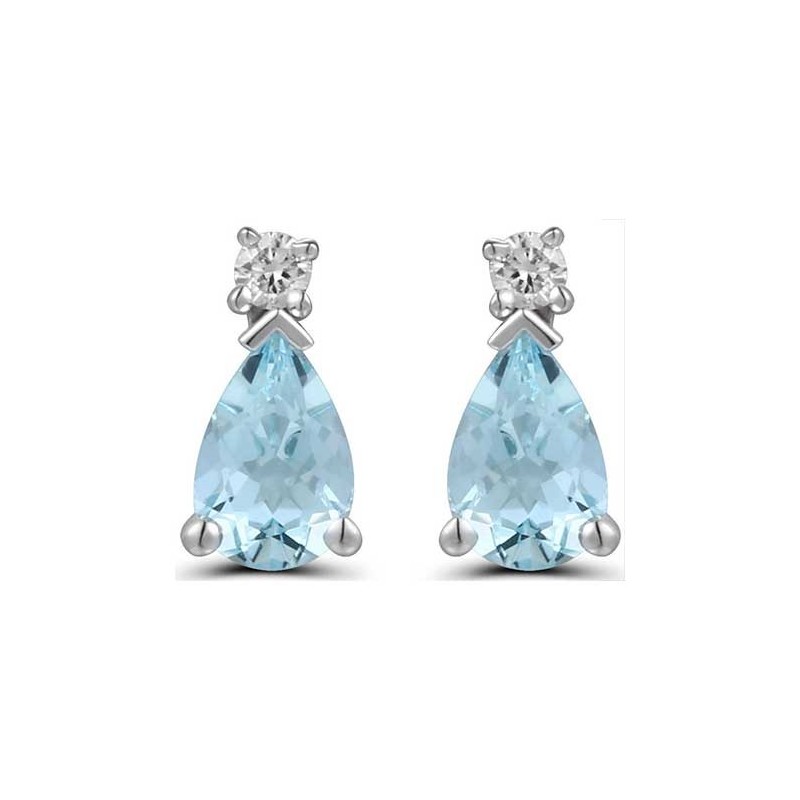 18ct White Gold Aquamarine & Diamond Earrings - A 0.70 D 0.06