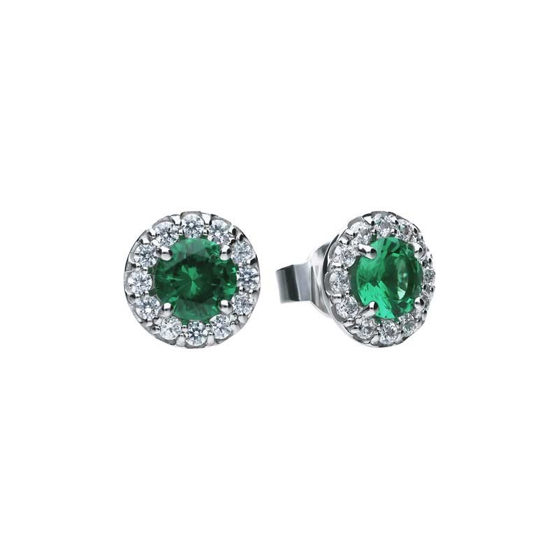 Diamonfire Sterling Silver Green & White CZ Studs - E5655