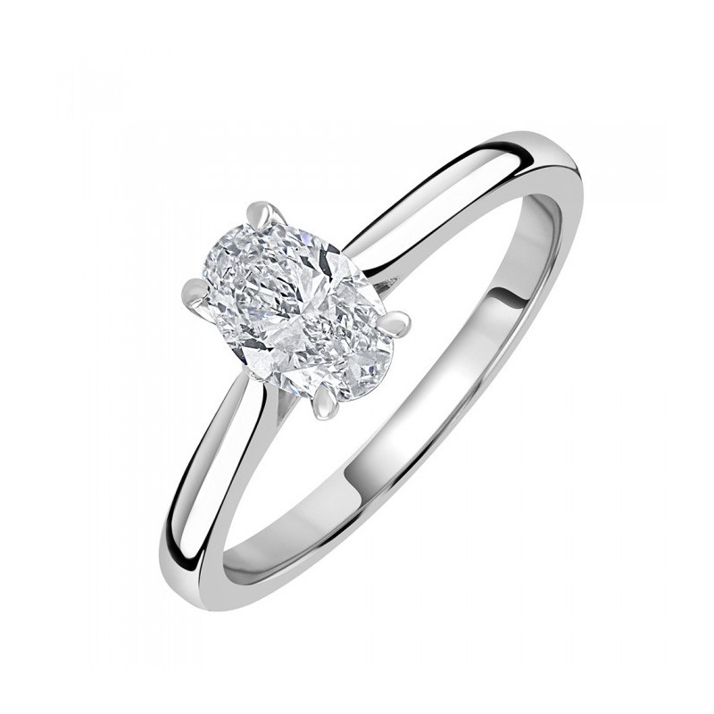 Platinum Oval Diamond Solitaire Ring - 0.60 D/SI1