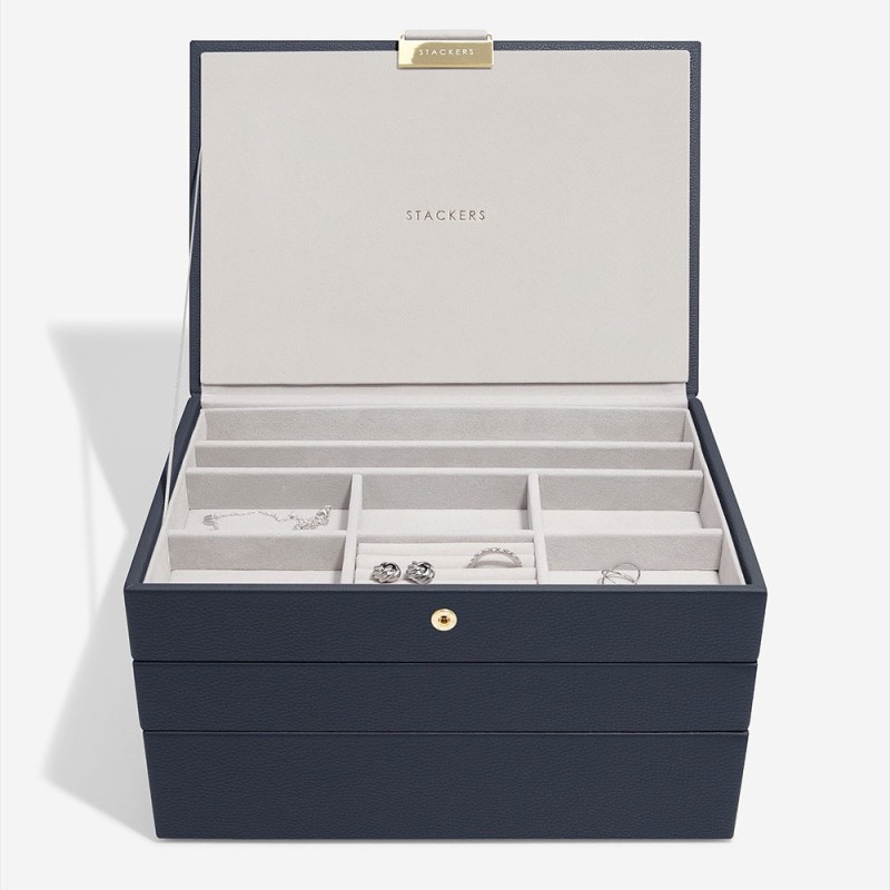 Stackers Blue Classic Jewellery Box - Set of 3 [25% off RRP]