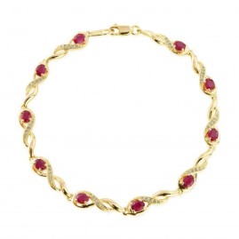 9ct Yelllow Gold Ruby & Diamond Bracelet - R 1.76 D:0.20