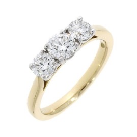 18ct Gold 3 Stone Diamond Ring - 1.54cts G/VS2