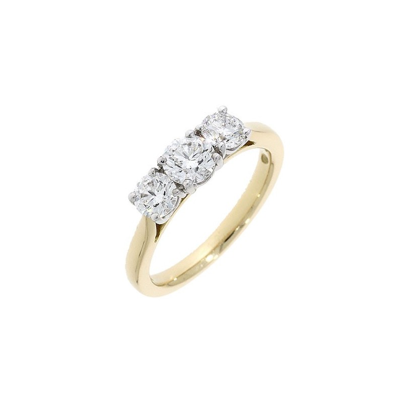 18ct Gold 3 Stone Diamond Ring - 1.54cts G/VS2