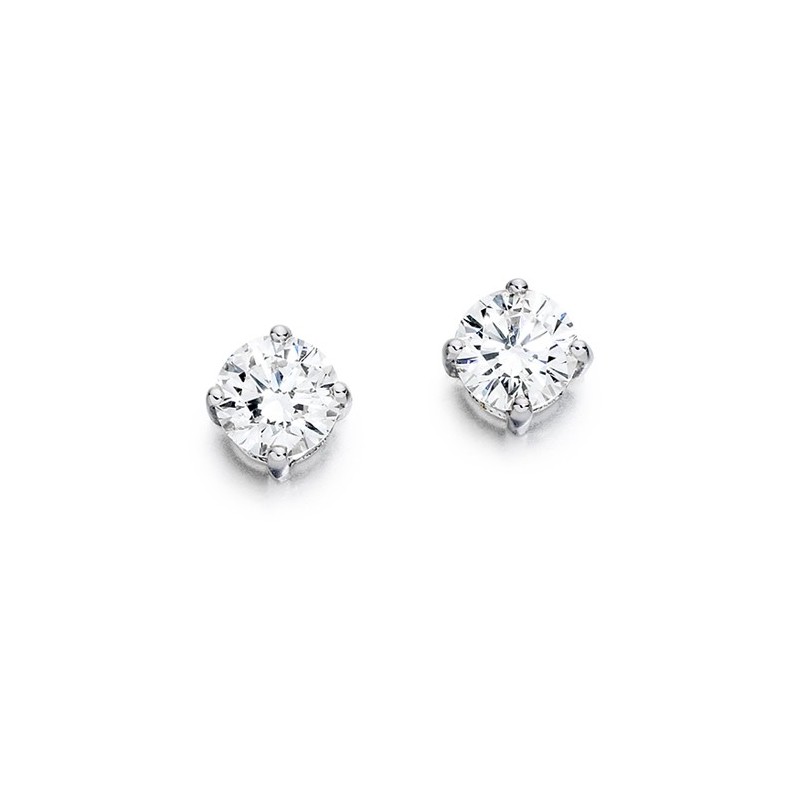 18ct White Gold Diamond Solitaire Stud Earrings - 0.92ct H/SI1