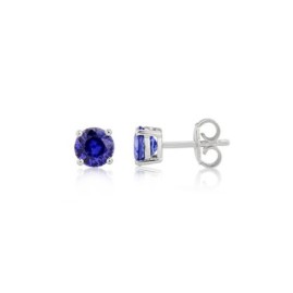 Round Sapphire Stud Earrings White Gold | Macintyres of Edinburgh