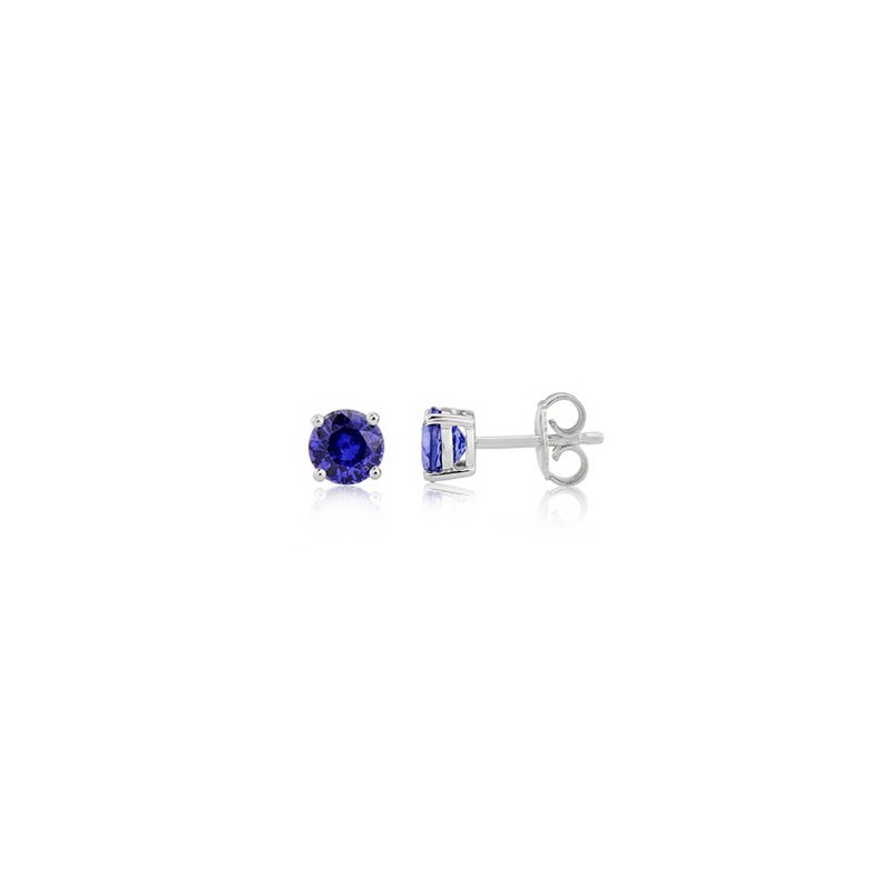 Round Sapphire Stud Earrings White Gold | Macintyres of Edinburgh