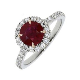 Platinum Ruby & Diamond Cluster Ring - R 1.29 D 0.58