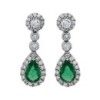 18ct White Gold Emerald & Diamond Drop Earrings E 0.48 D 0.48