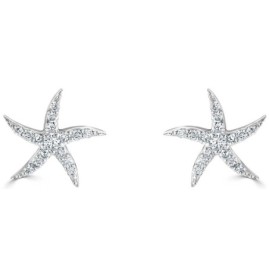 18ct White Gold Diamond Starfish Earrings - 0.19