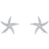 18ct White Gold Diamond Starfish Earrings - 0.19