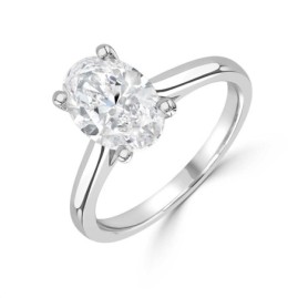 Platinum Lab Grown Oval Diamond Solitaire Ring - 2.01ct D/VVS2