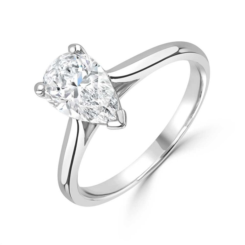 Platinum Pear-shaped Lab Grown Diamond Ring - 1.33cts F/VS1