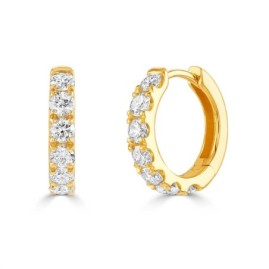 18ct Gold Lab Grown Diamond Set Huggie Hoop Earrings - 1.00ct