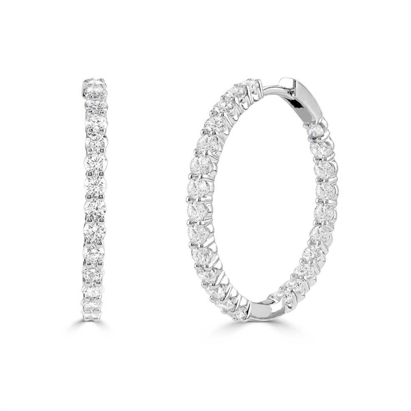 18ct White Gold Lab Grown Diamond Hoop Earrings - 2.00cts