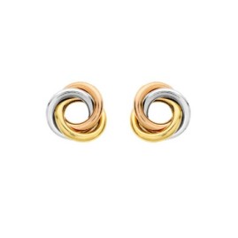 9ct Three Colour Gold 10mm Knot Stud Earrings