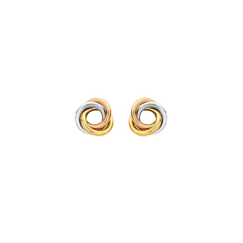 9ct Three Colour Gold 10mm Knot Stud Earrings