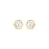 9ct Yellow Gold CZ Hexagonal Stud Earrings