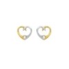 9ct Two Tone Open Stone Set Heart Stud Earrings