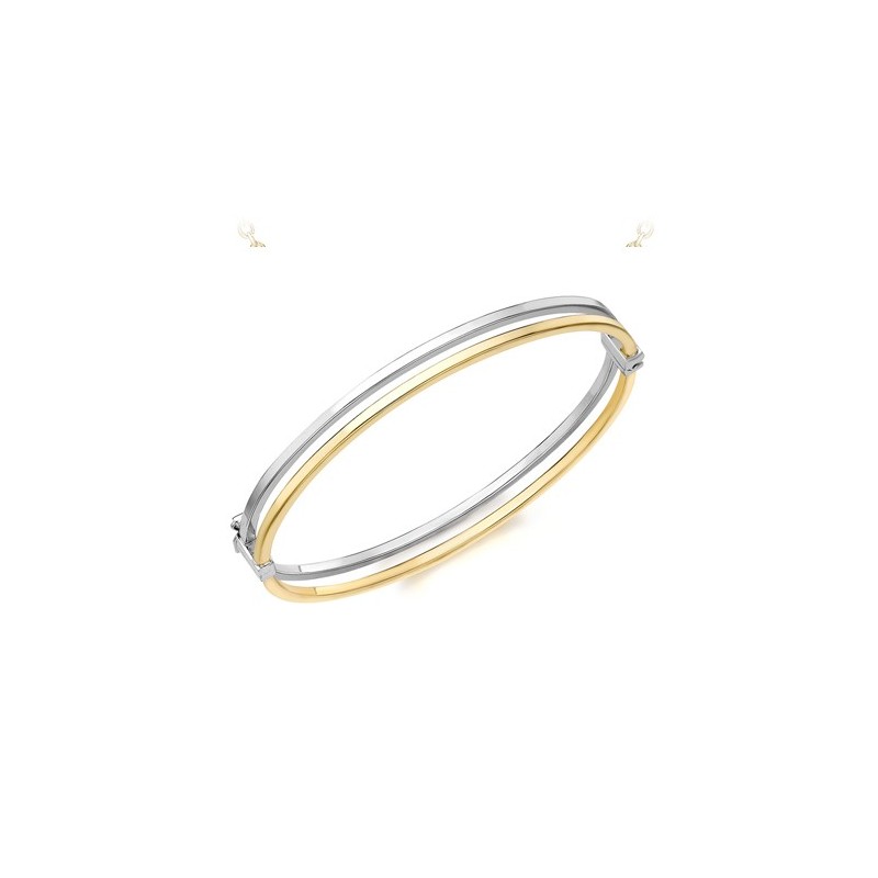 9ct Two-colour Gold Double Square Tube Bangle