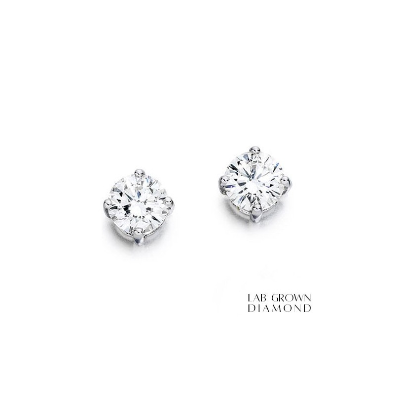 18ct White Gold Lab Grown Diamond Stud Earrings - 2.00cts D/VVS2