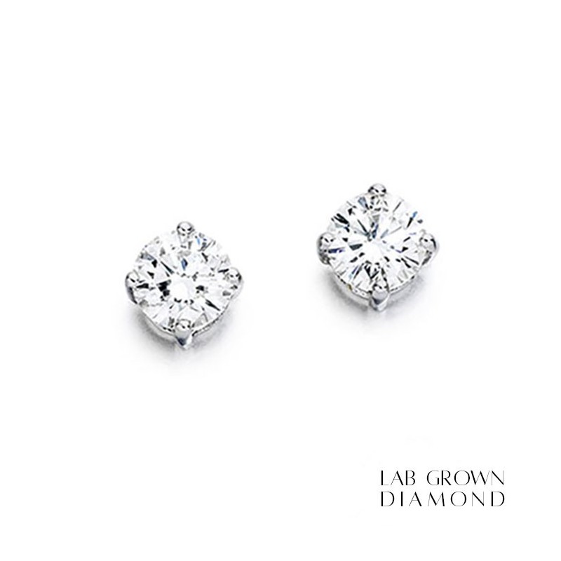 18ct White Gold Lab Grown Diamond Stud Earrings - 1.22ct F/VS1