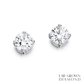 18ct White Gold Lab Grown Diamond Stud Earrings - 1.05 E/VS2